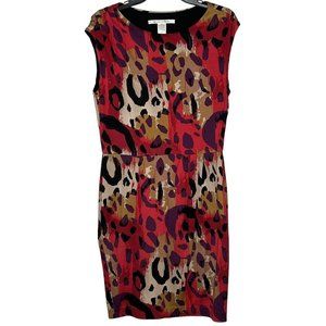 Diane Von Furstenberg Women's Size 12 Silk Blend Animal Print Sleeveless Dress